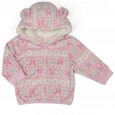 H33575:  Baby Pink Fairisle Hooded Cuddle Fleece Jacket (6-24 Months)